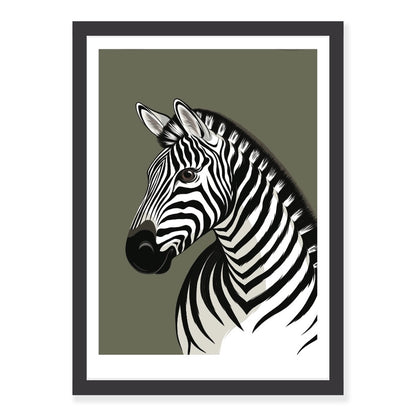 Framed Zebra art print by NZ artist Hansby Design 